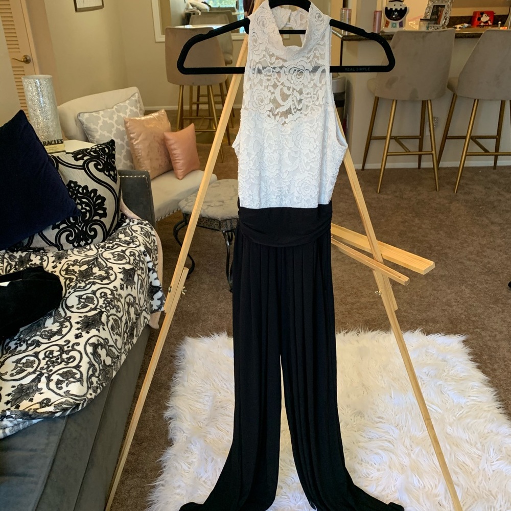 Foreign Exchange Formal white and black jumpsuit
